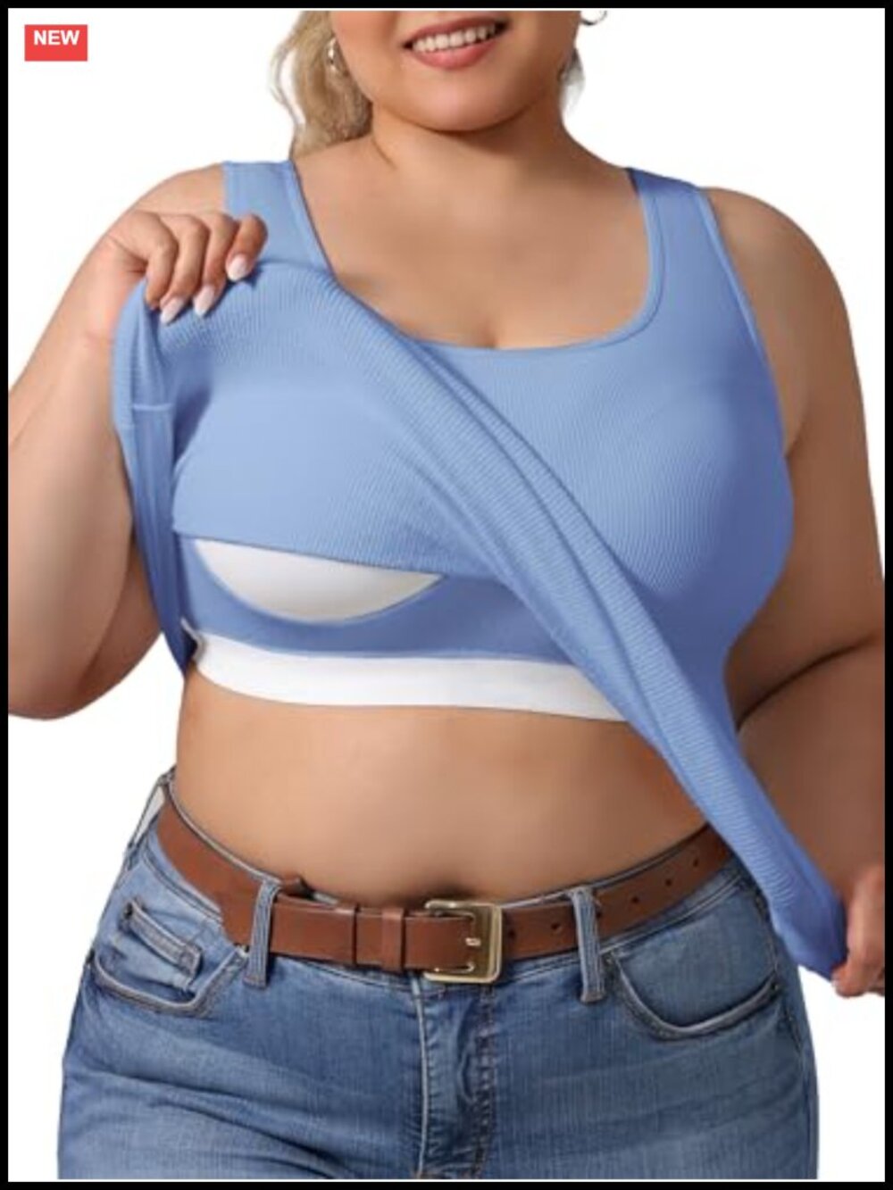 Plus Size Tank Top with Built-in Bra Padded Racerback U-Back Workout Top